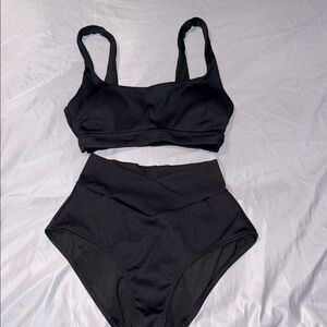 aerie black ribbed bikini